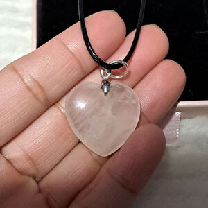 Women's Crystal Heart Pendant Necklace Rose Quartz